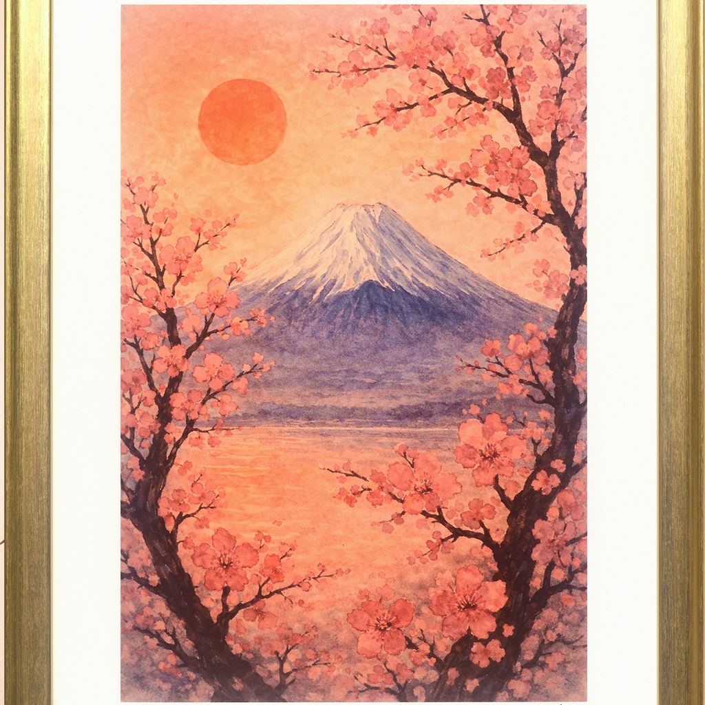 作者仕上げ『花めくころ』●がんどうあつしデジタル絵画AI使用太子額付縦41.3㎝
