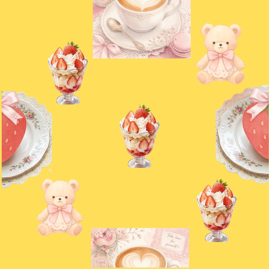 デザインペーパー　苺パフェ