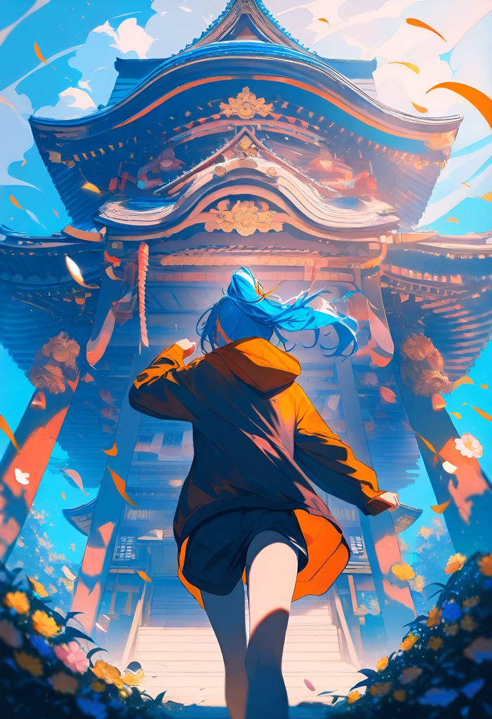 蒼き神社|幻想的な和風AIアート 15枚セット