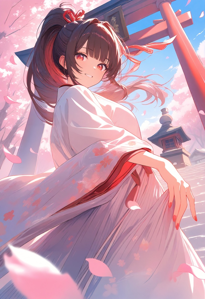 桜の巫女|幻想和風AIイラスト集 15枚