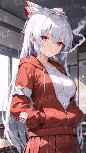 【Android用|8000pxHD動く壁紙】藤原妹紅 学生服Ver