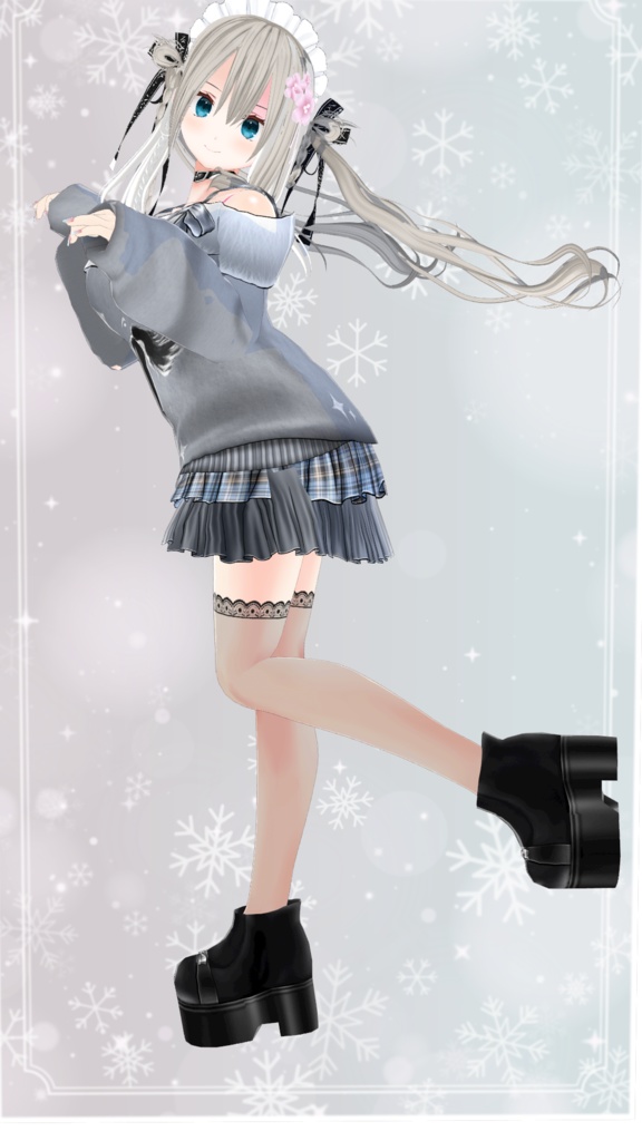 美空りん冬コーデスマホ壁紙用立ポーズ4種