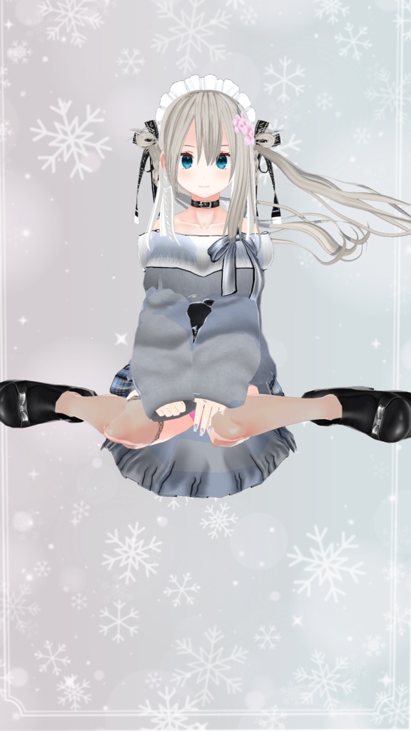 美空りん冬コーデスマホ壁紙用座りポーズ