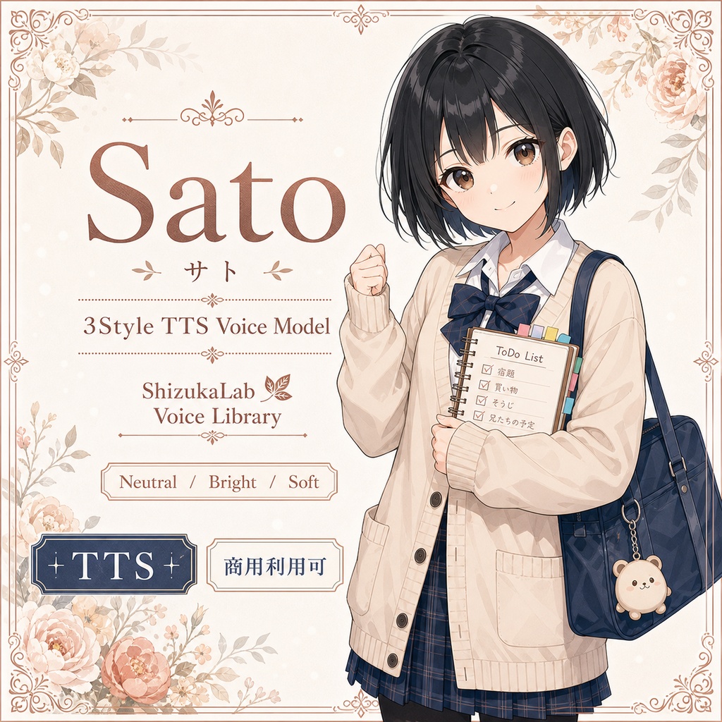 〖商用利用可 / 3Style Remaster〗Sato Voice Palette - しっかり者の妹ボイス / Style-Bert-VITS2