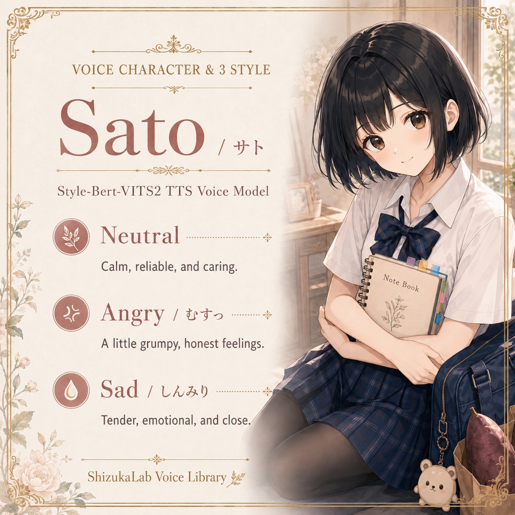 〖商用利用可 / 3Style Remaster〗Sato Voice Palette - しっかり者の妹ボイス / Style-Bert-VITS2