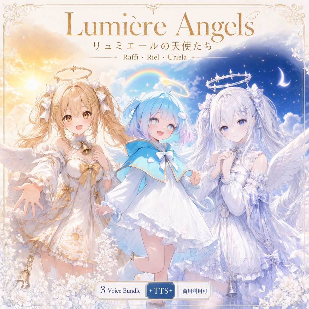 〖商用利用可〗Lumière Angels / リュミエールの天使たち|ラフィ・リエル・ウリエラ 天使ボイス3人セット|Style-Bert-VITS2