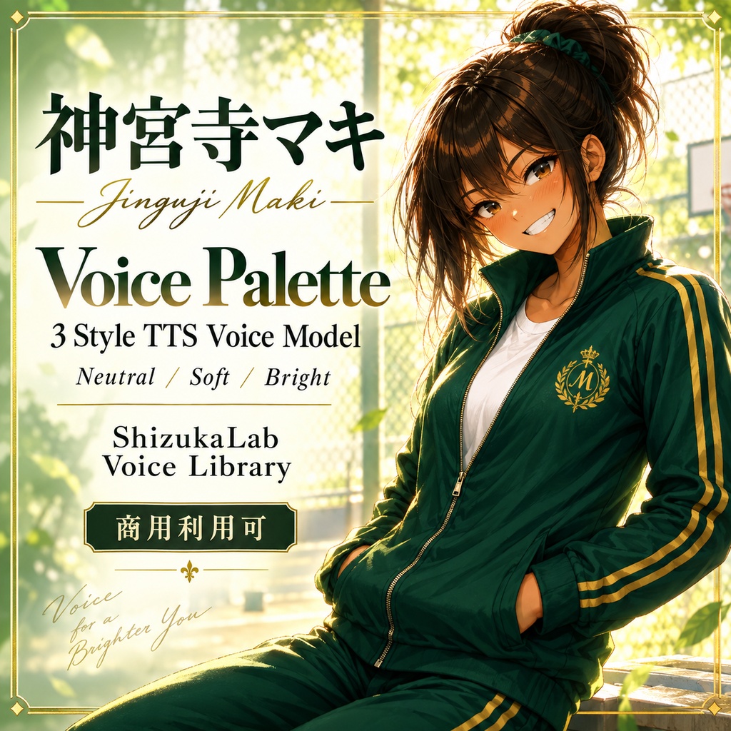 【商用利用可】神宮寺マキ｜熱血パワー系スポーツ女子 / 3Style TTS・Style-Bert-VITS2