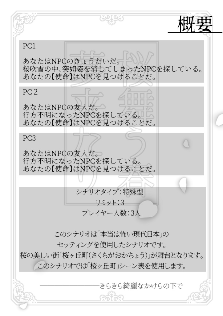 インセインシナリオ『桜舞う春、夢来たり』