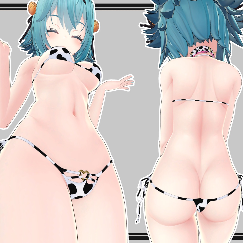 【竜胆用】牛のビキニとカラー / Cow Bikini and Collar for Rindo