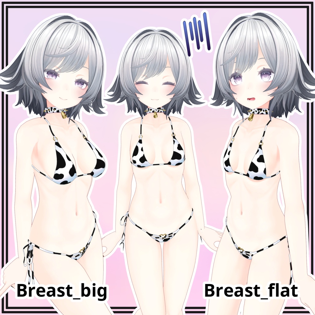 【むろむ用】Cow Bikini and Collar for Muromu