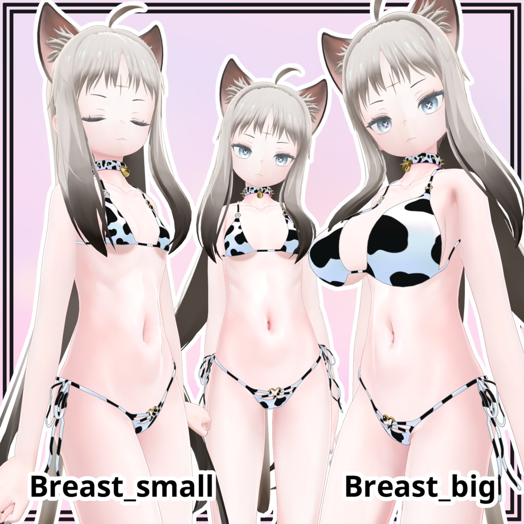 【ユギ・ミヨ用】Cow Bikini and Collar for Yugi and Miyo