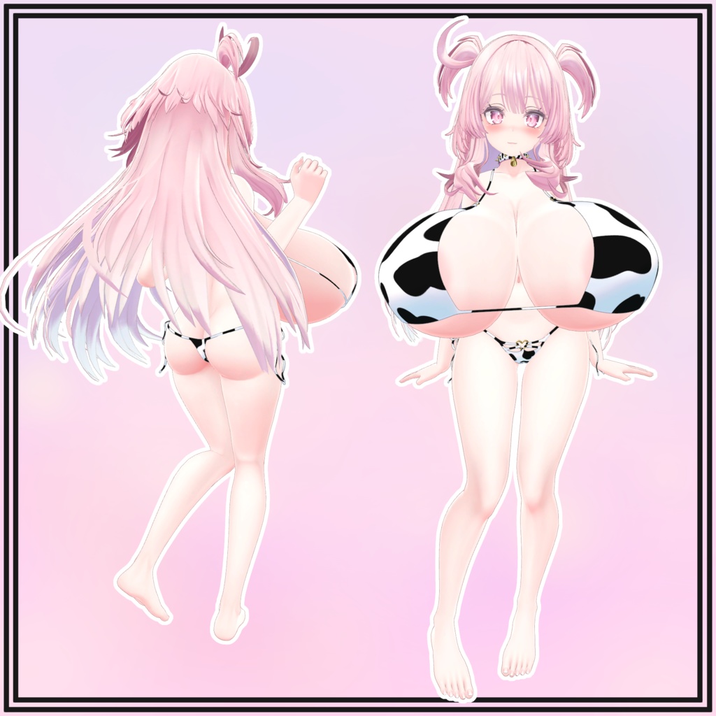 【セレスティア用】Cow Bikini and Collar for Selestia with Giant Breasts 缩略图 2