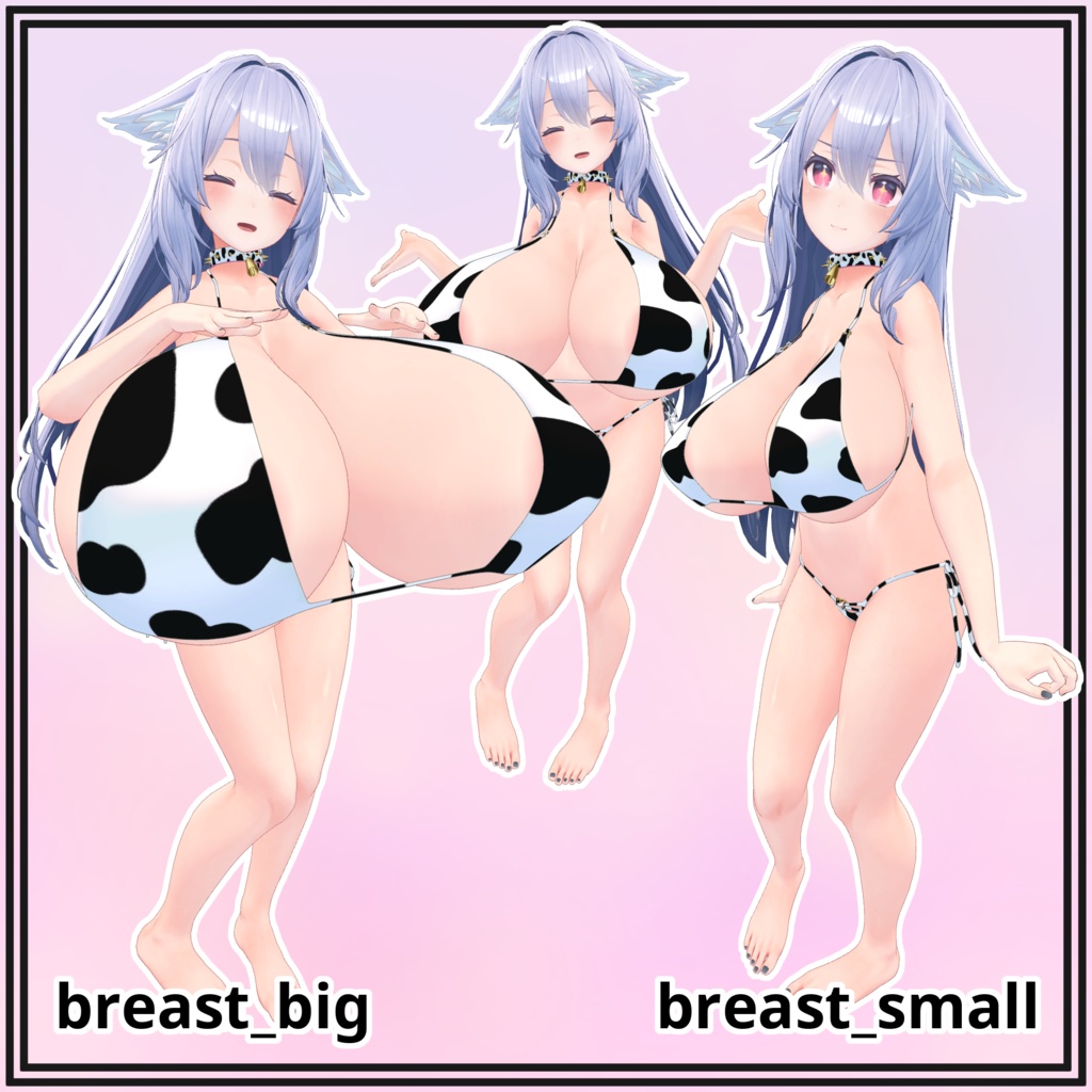【桔梗用】Cow Bikini and Collar for Kikyo with Giant Breasts 缩略图 3