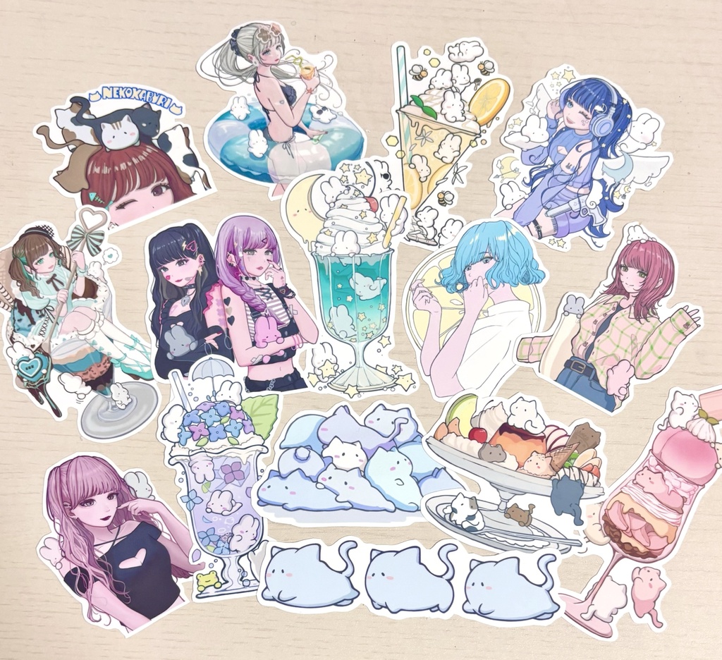 ステッカーセット（デジタルイラスト）A〜C