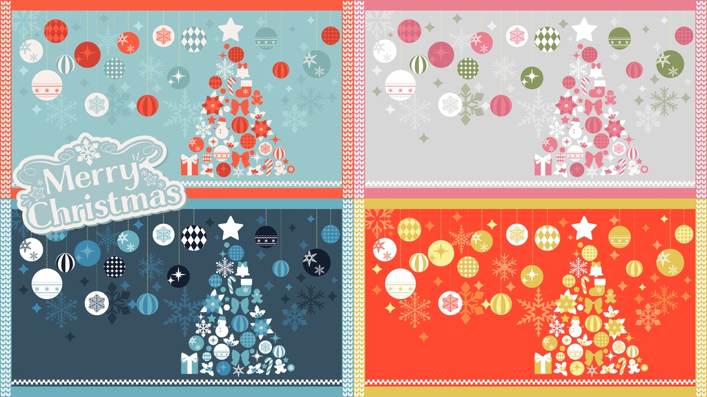 【配信素材】クリスマス配信向け背景＆ロゴset（縦型有り）