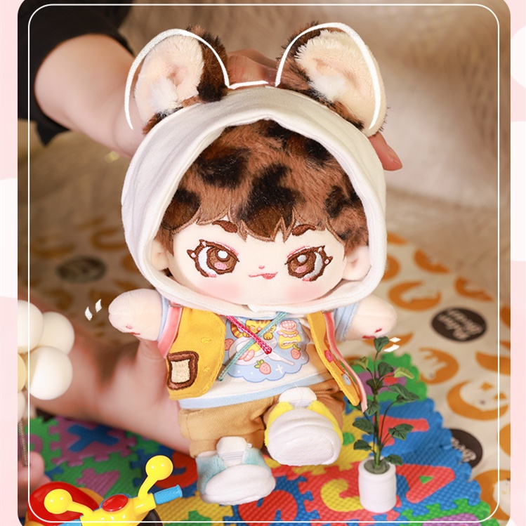 秋ヒョウヒョウ 20cm 着せ替えぬいぐるみ 無属性 獣耳付け男の子 茶髪茶色の目着せ替え人形 綿人形 コットンドール キャラクターぬいぐるみ cotton doll