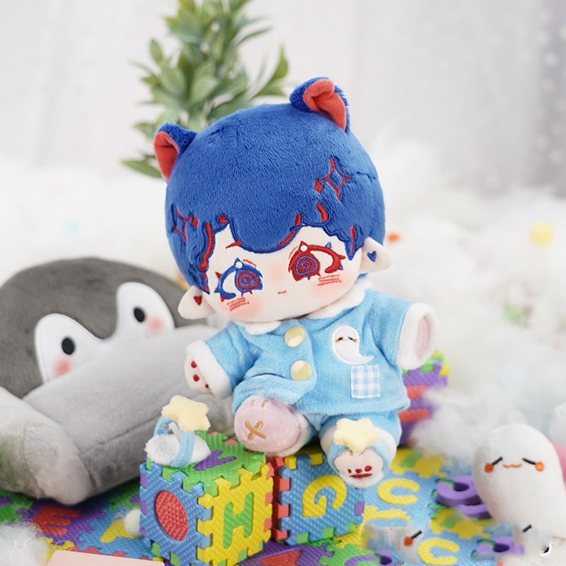 フランケンシュタイン ルオ・シャオディン 20cm 着せ替えぬいぐるみ 無属性 獣耳付け男の子 青髪赤目着せ替え人形 綿人形 コットンドール キャラクターぬいぐるみ cotton doll