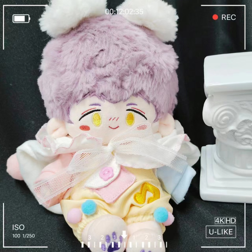 無属性 ぬいぐるみ 20cm 着せ替えぬいぐるみ 芋圓 獣耳付け男の子 紫色の髪黄色いエンドウ豆の目着せ替え人形 綿人形 コットンドール キャラクターぬいぐるみ