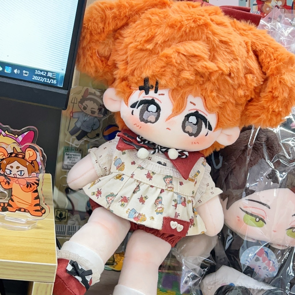 長い脚 25cm 着せ替えぬいぐるみ 無属性 ぬいぐるみ 小詭橘 獣耳付け女の子 オレンジ色の髪黒い瞳着せ替え人形 綿人形 コットンドール キャラクターぬいぐるみ