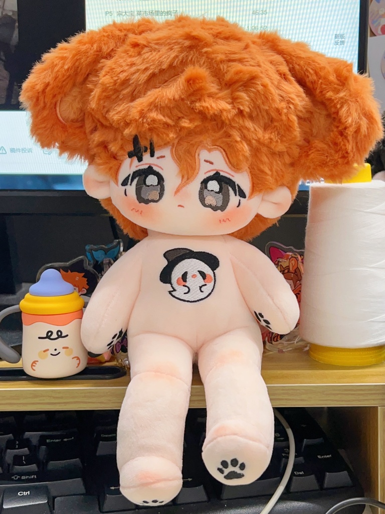 長い脚 25cm 着せ替えぬいぐるみ 無属性 ぬいぐるみ 小詭橘 獣耳付け女の子 オレンジ色の髪黒い瞳着せ替え人形 綿人形 コットンドール キャラクターぬいぐるみ