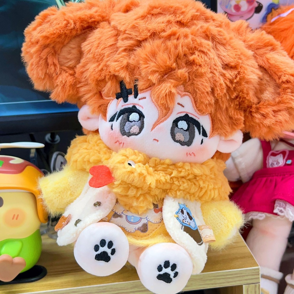 無属性 ぬいぐるみ 20cm 着せ替えぬいぐるみ 小詭橘 獣耳付け女の子 オレンジ色の髪黒い瞳着せ替え人形 綿人形 コットンドール キャラクターぬいぐるみ