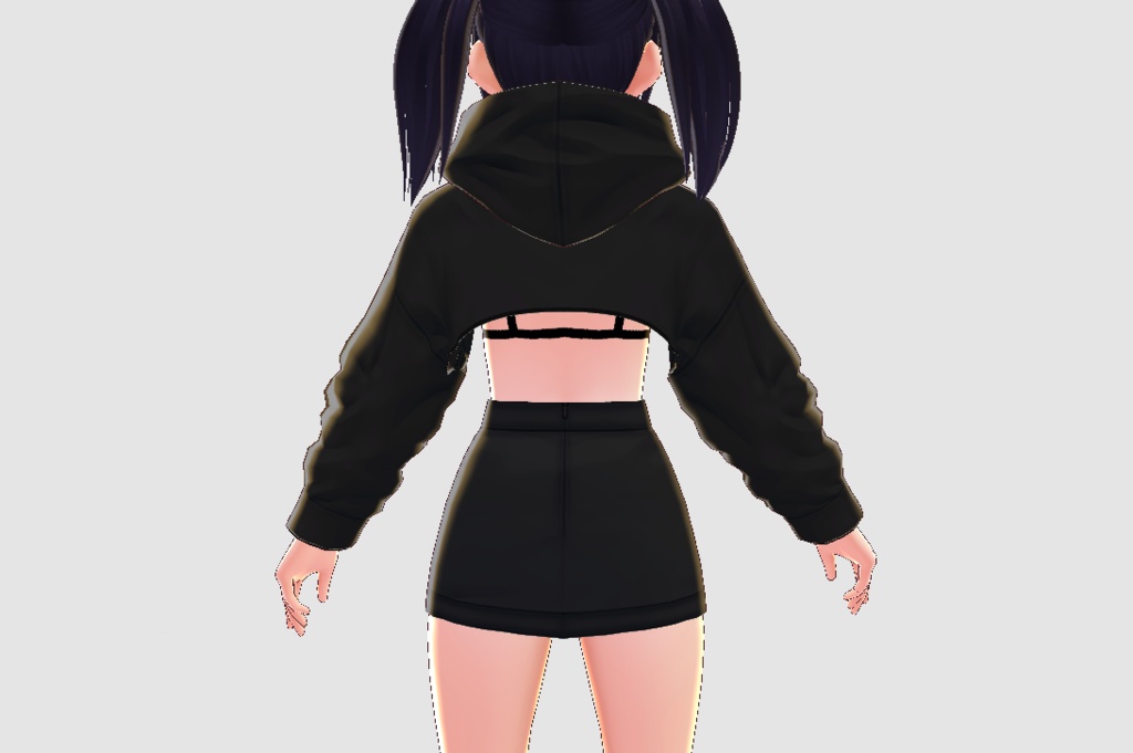 Crop Hoodie, Bralette, and Zipper Skirt Outfit Set