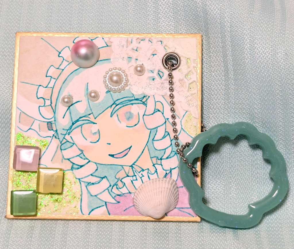 【夏空と海のきらめき】海のいきもの擬人化ミニ色紙