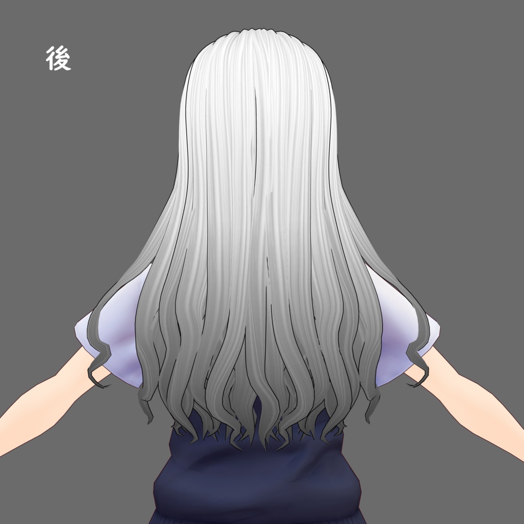 【VRoidヘアプリセット】【ベータ版用】ウェーブロング2