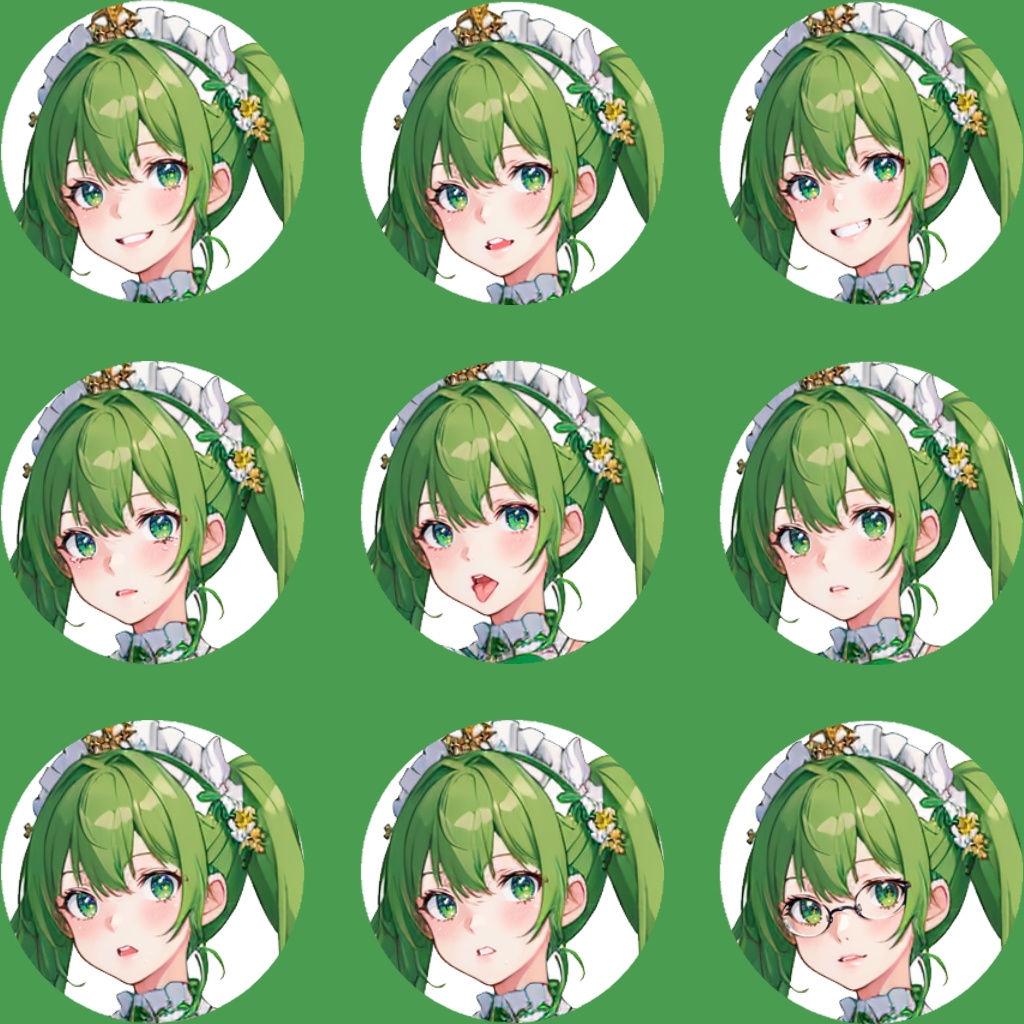 【立ち絵素材】女性/Vtuber/緑髪/メイド【商用利用可能】