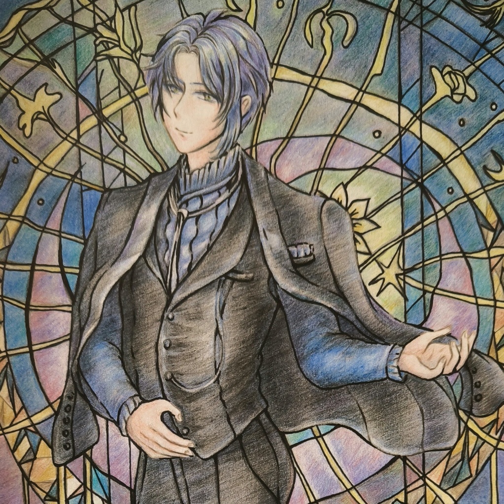 刀剣乱舞三日月宗近10週年 色鉛筆 A4 size