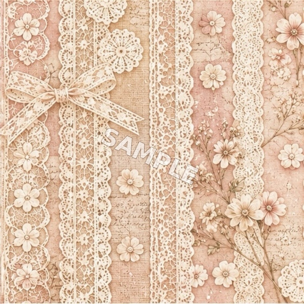 デザインペーパー|Antique Rose & Lace|10枚セット