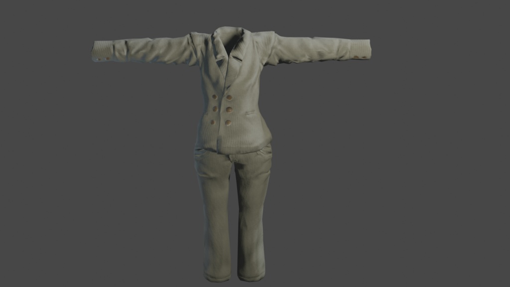 素敵なオーバーサイズ六つボタンダブルジャケット【3Dモデル】