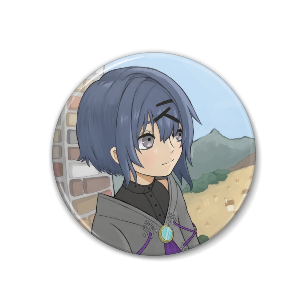 のんびり読書の男子。缶バッジ