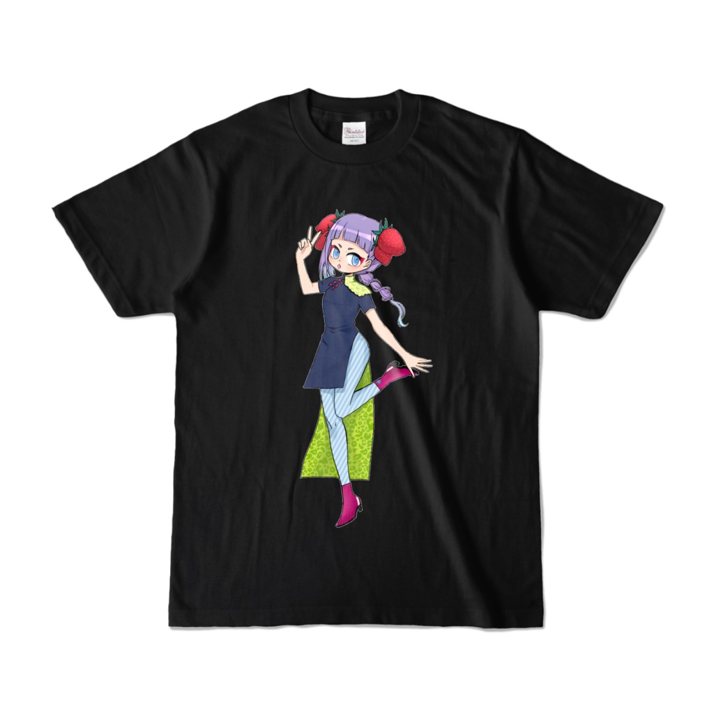 いちごチャイナ娘Tシャツ黒