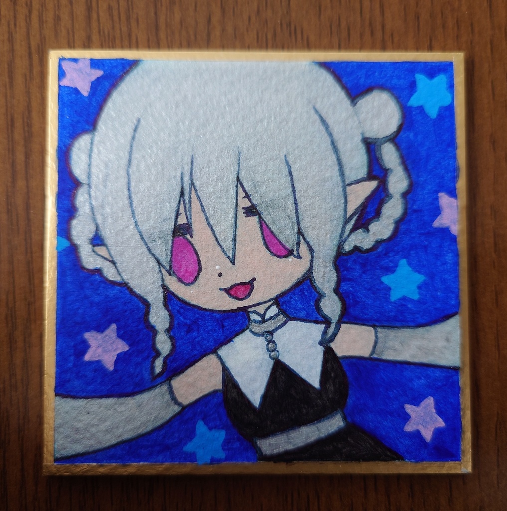 豆色紙原画/銀髪娘