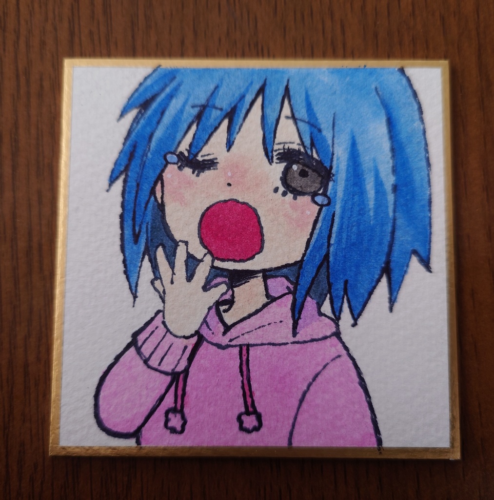 豆色紙原画/おねむな女の子