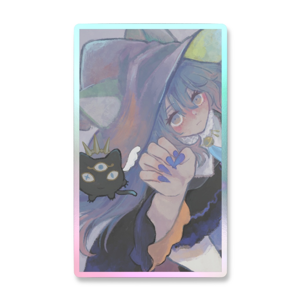 猫的生物と女の子のステッカー