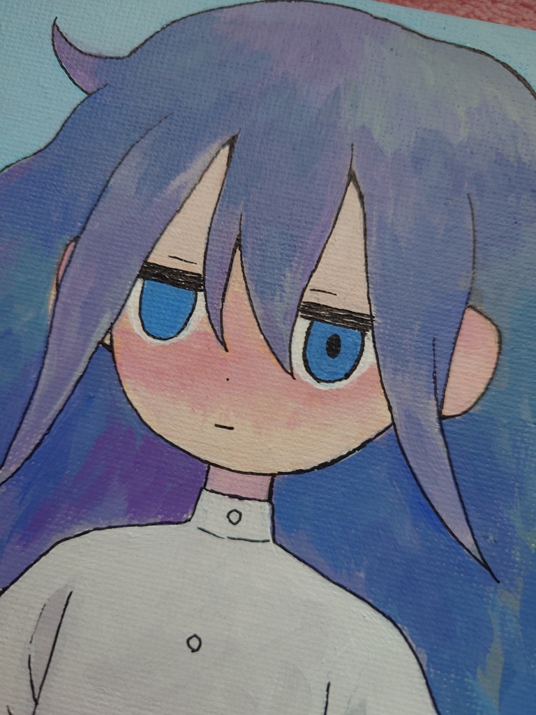 青髪少女/キャンバスボード