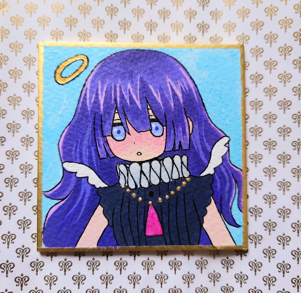 紫髪の天使ちゃん/豆色紙原画