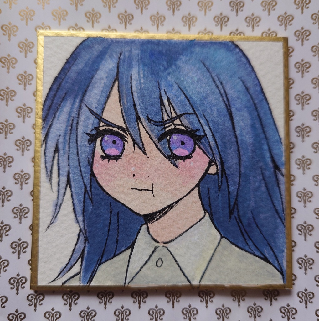 むくれる女の子/豆色紙原画