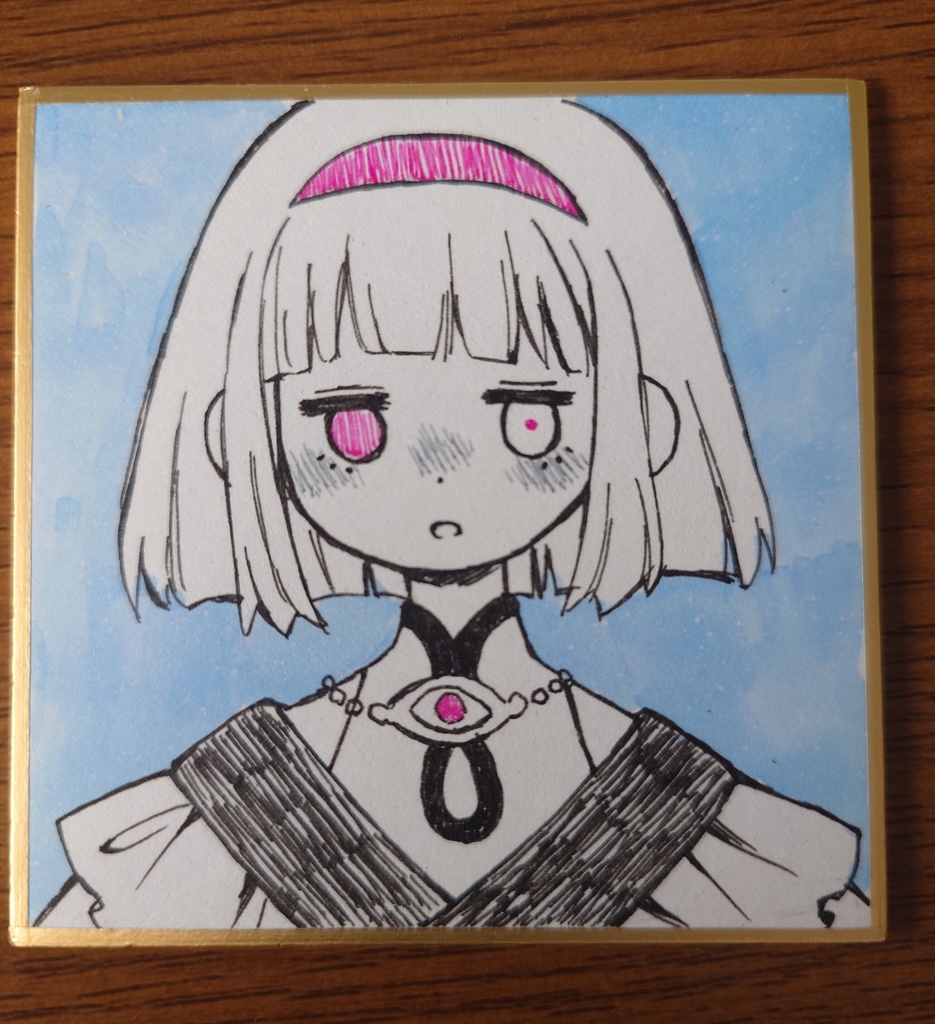 ボブヘアの女の子/豆色紙原画