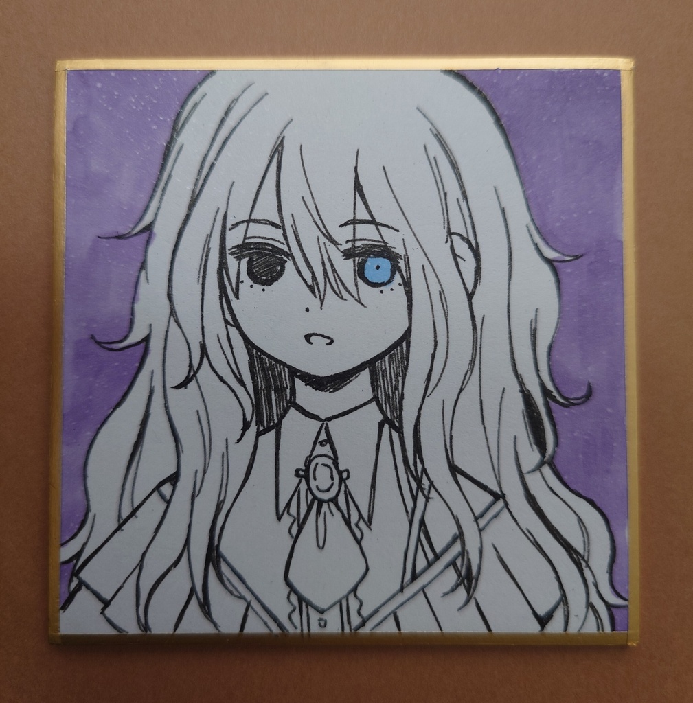 うねり髪の女の子/豆色紙原画