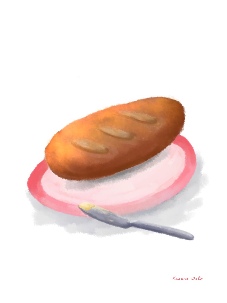 テトさんが描いたフランスパンの絵ミニキャンバス