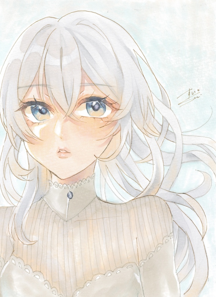 【原画】白い髪になびかれて