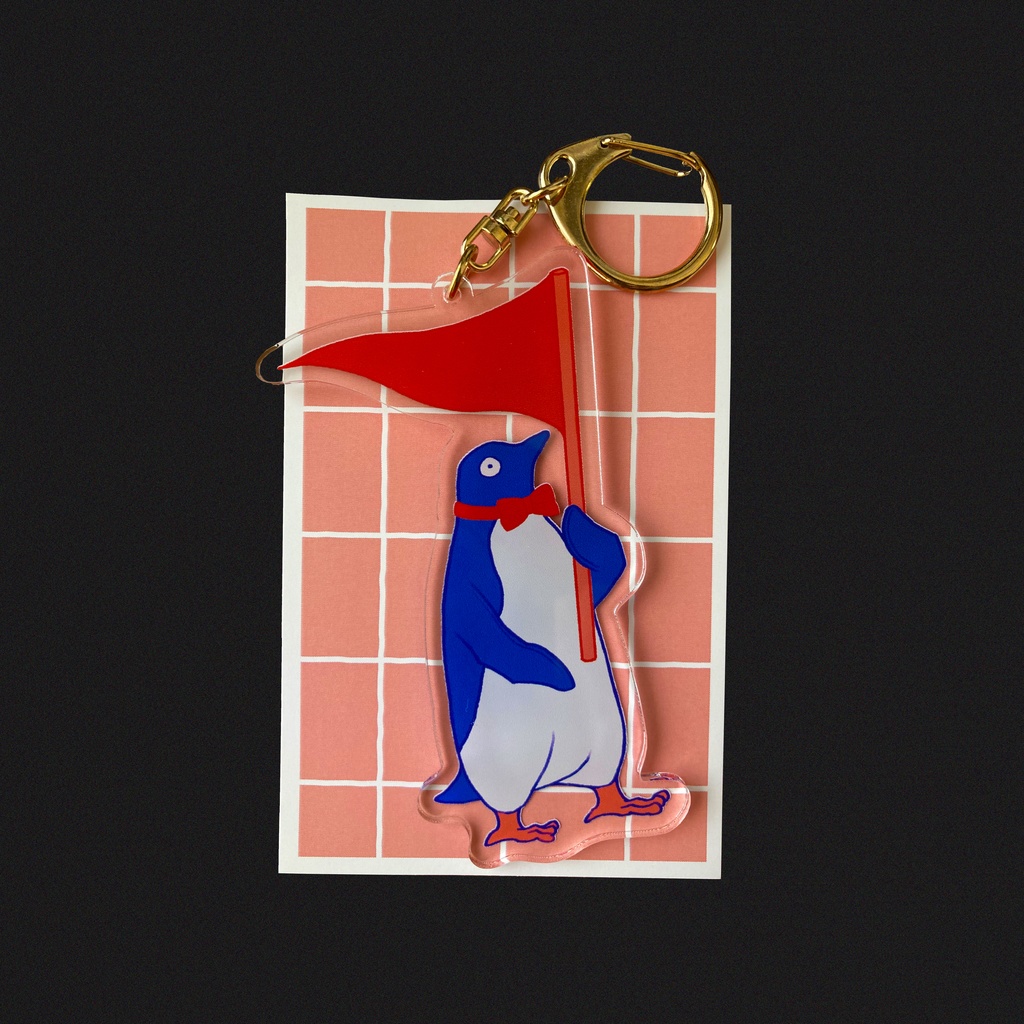 keychain：旗持ちペンギン