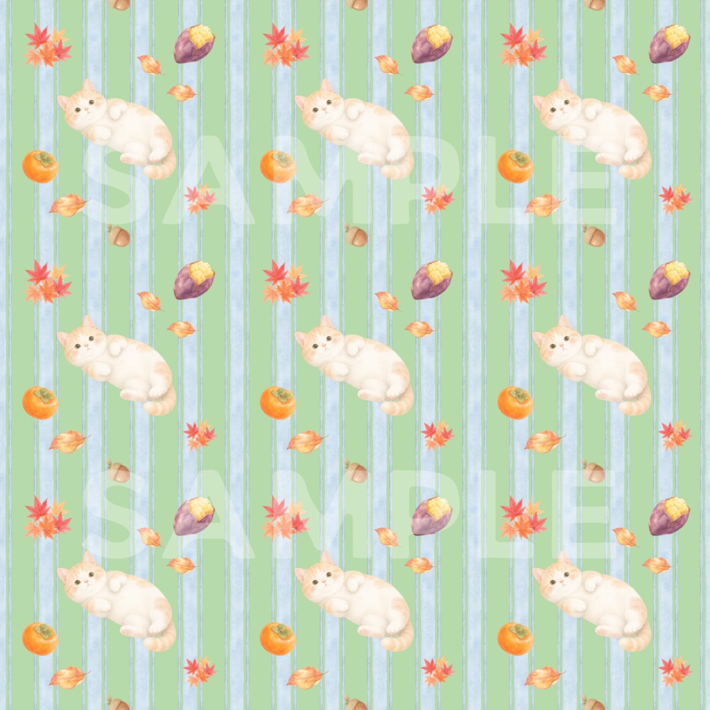 ねこ×秋 デジタルペーパー10枚セット 2000×2000px