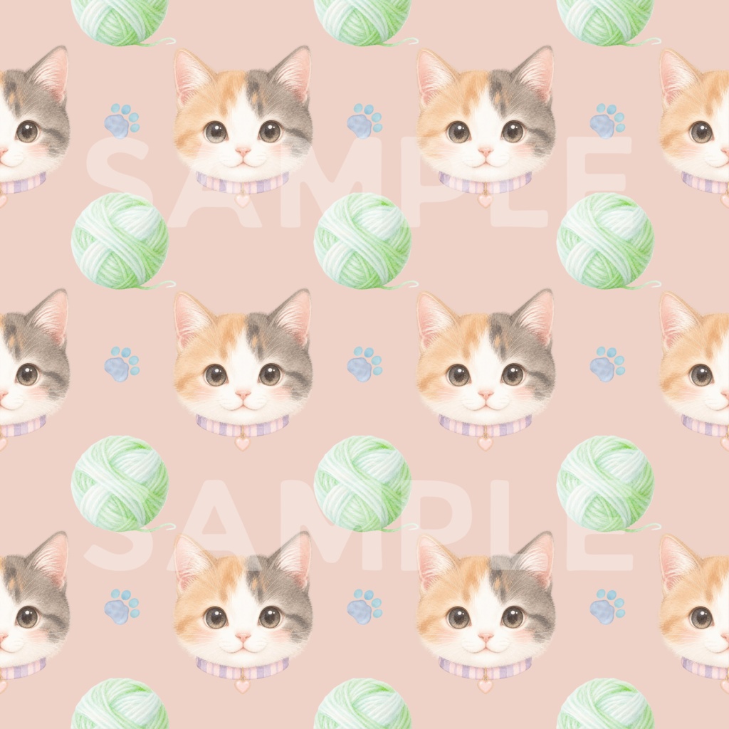 ねこ×秋 デジタルペーパー10枚セット 2000×2000px