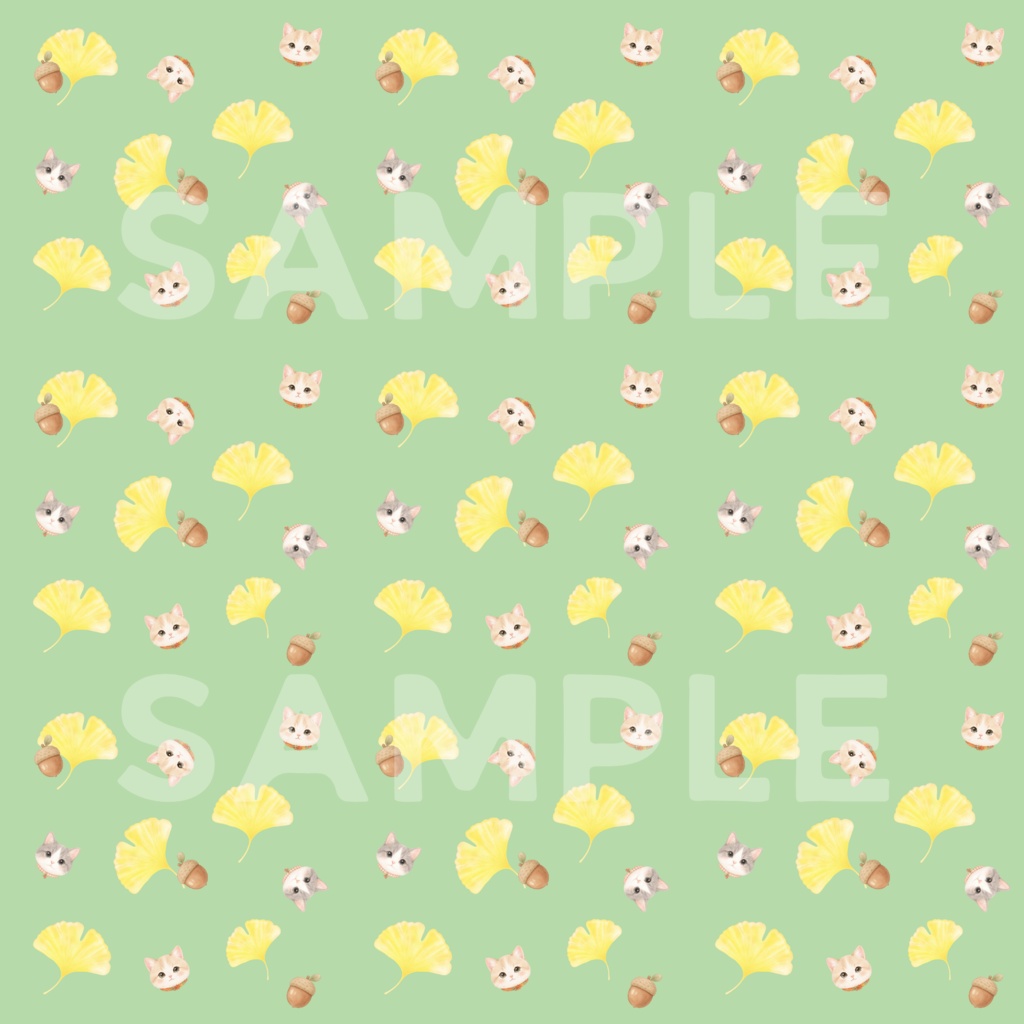 ねこ×秋 デジタルペーパー10枚セット 2000×2000px