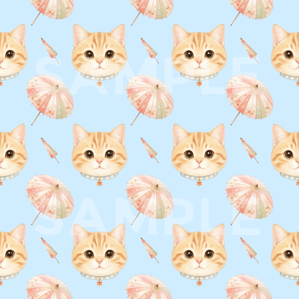 ねこ×秋 デジタルペーパー10枚セット 2000×2000px