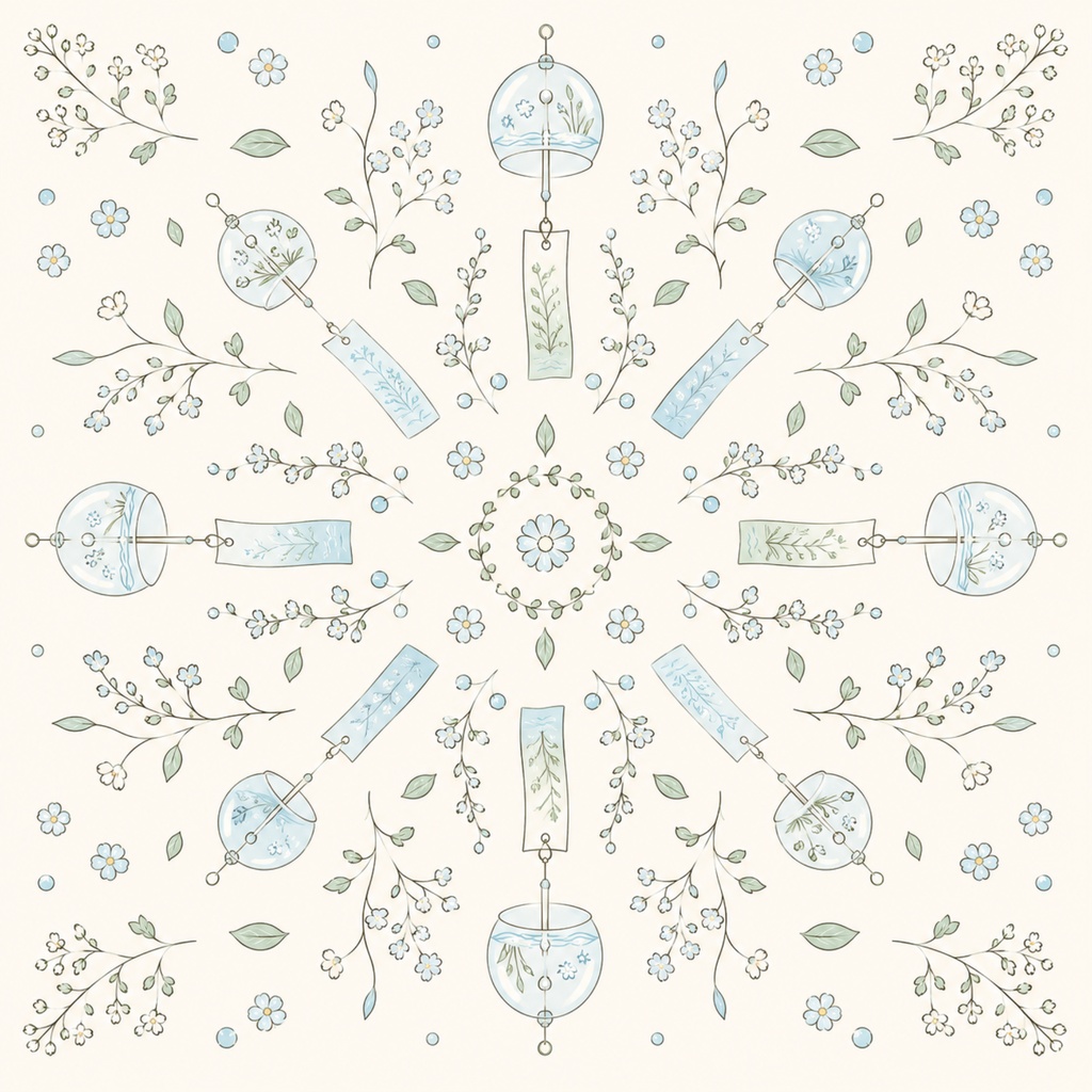 Nordic Summer Kaleidoscope Paper set Vol.1/北欧風デジタルペーパー7枚セット 夏 Vol.1